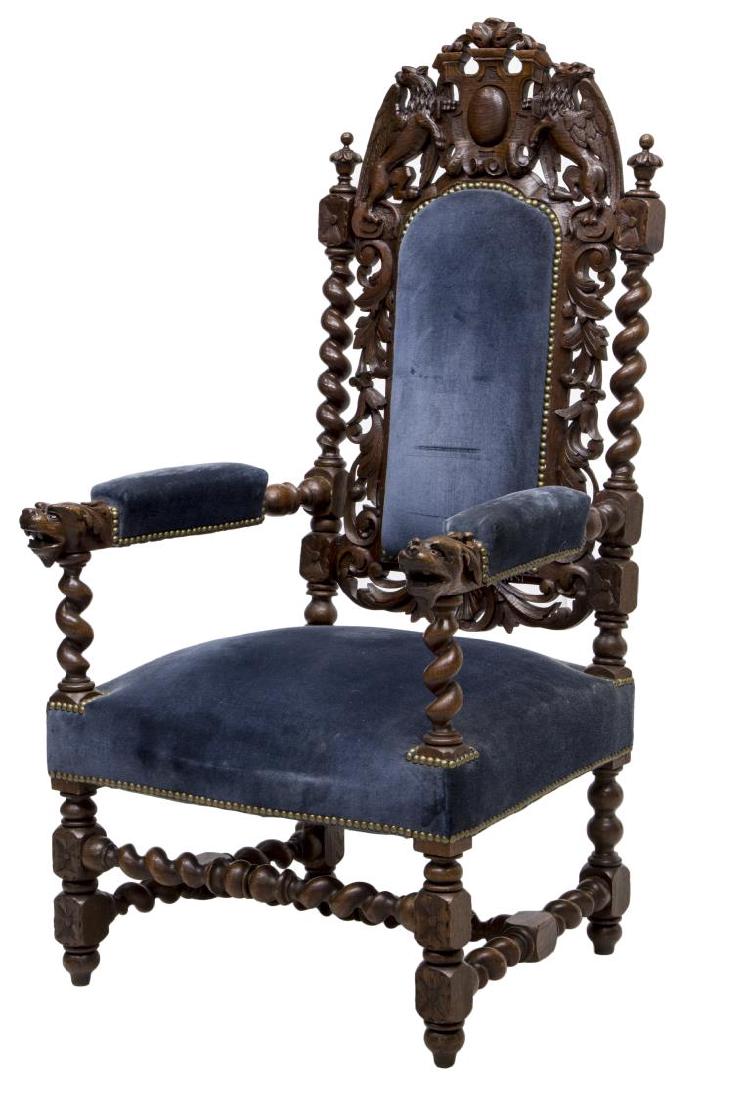 HIGHLY CARVED LOUIS XIV STYLE ARM CHAIR (1 of 5)
