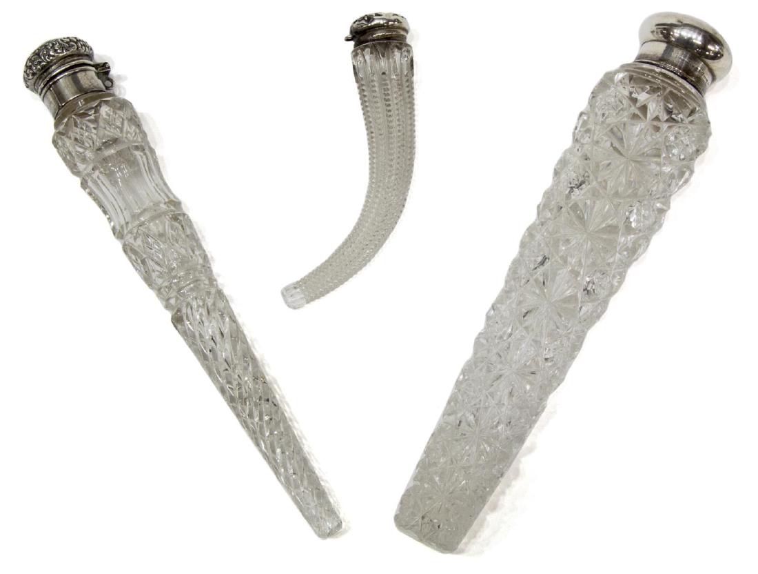 (3) VICTORIAN STERLING & CUT GLASS SCENT BOTTLES (1 of 5)