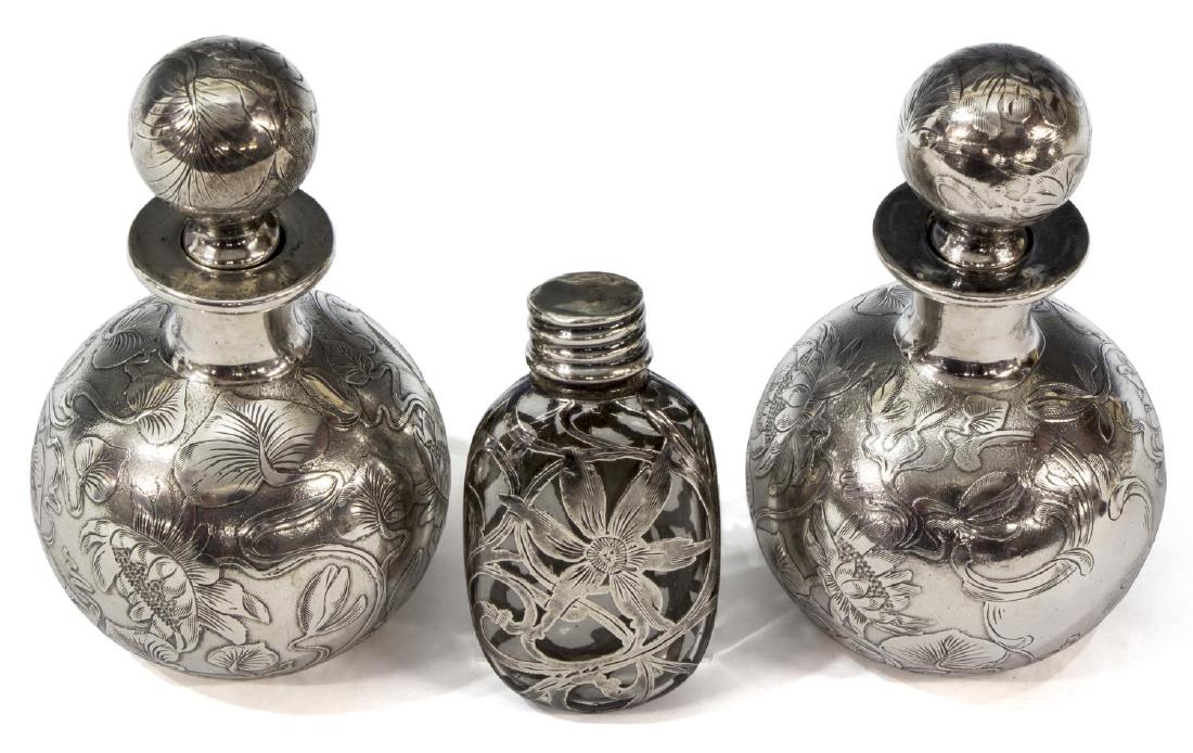 (3) 999 SILVER OVERLAY & STERLING SCENT BOTTLES (1 of 4)