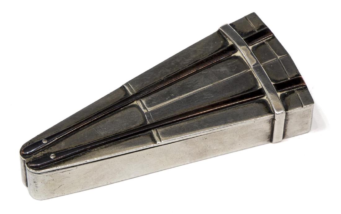 JAPANESE STERLING SILVER FAN FORM PILL BOX (1 of 4)