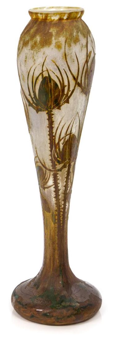 DAUM NANCY CAMEO ART GLASS THISTLE DECORATED VASE (1 of 4)