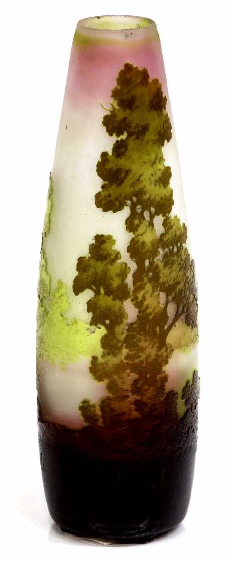 GALLE CAMEO ART GLASS TAPERED LANDSCAPE VASE (1 of 3)