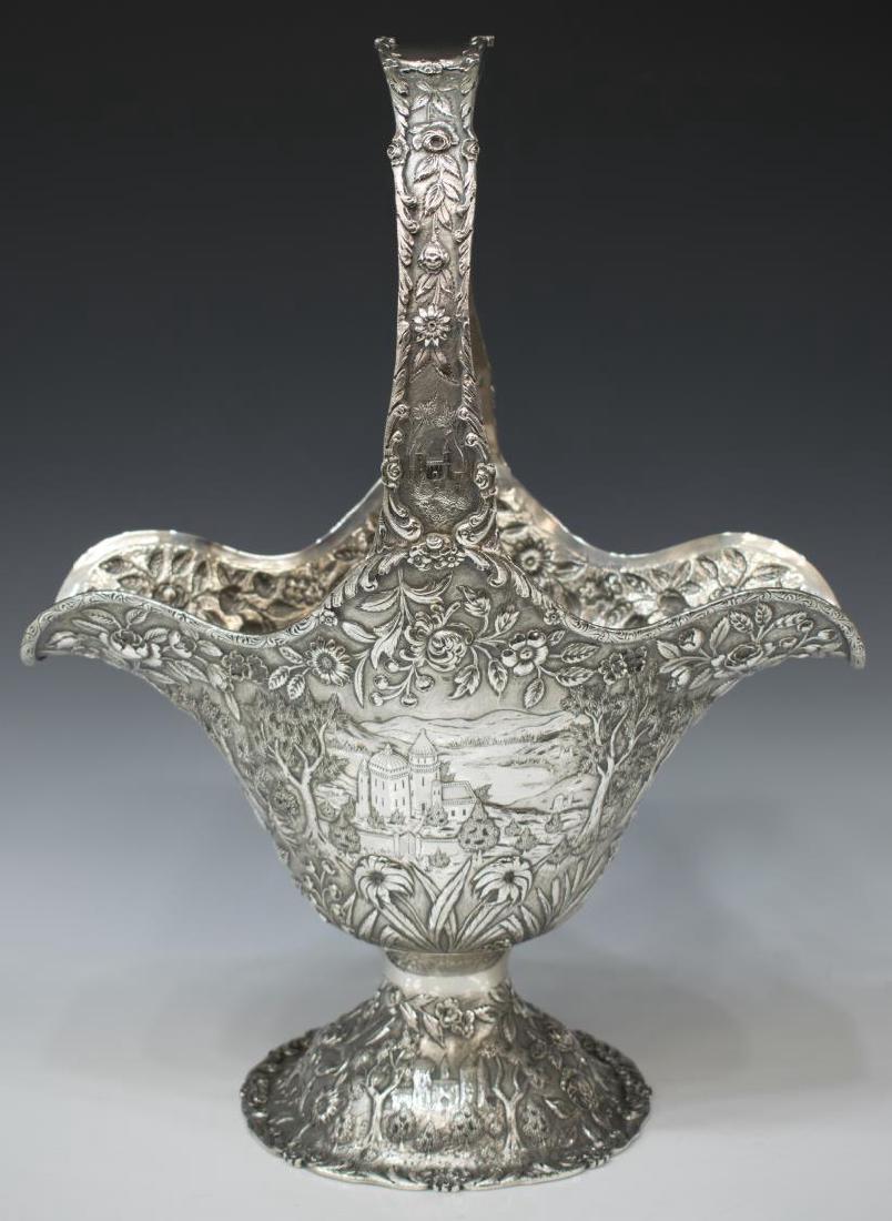 REMARKABLE SCHULTZ STERLING SILVER REPOUSSE BASKET (1 of 7)