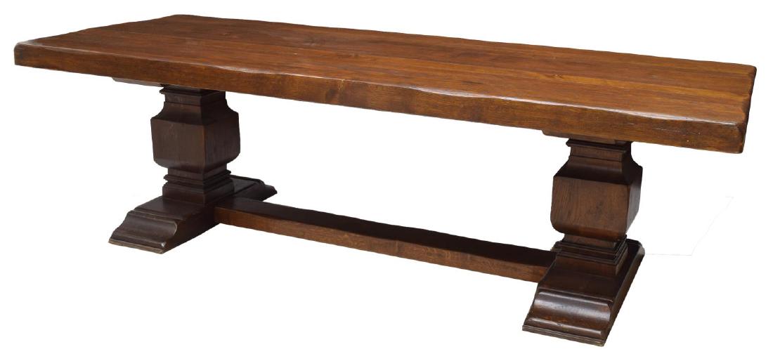 LARGE FRENCH OAK TRESTLE BASE TABLE, 19TH C. (1 of 3)
