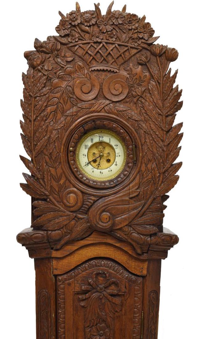 LOUIS XVI STYLE FOLIATE CARVED TALL CASE CLOCK (1 of 7)
