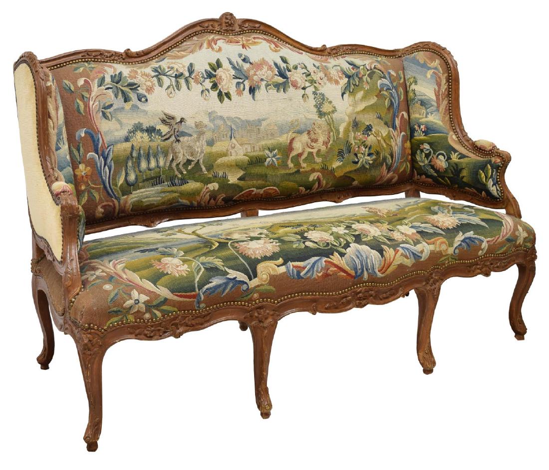 FRENCH LOUIS XV WING BACK SOFA AESOP'S TAPESTRY (1 of 9)