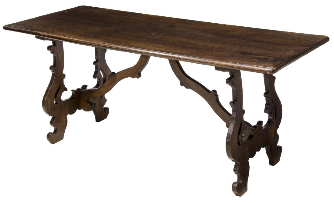 ITALIAN BAROQUE STYLE CARVED WALNUT TRESTLE TABLE (1 of 4)