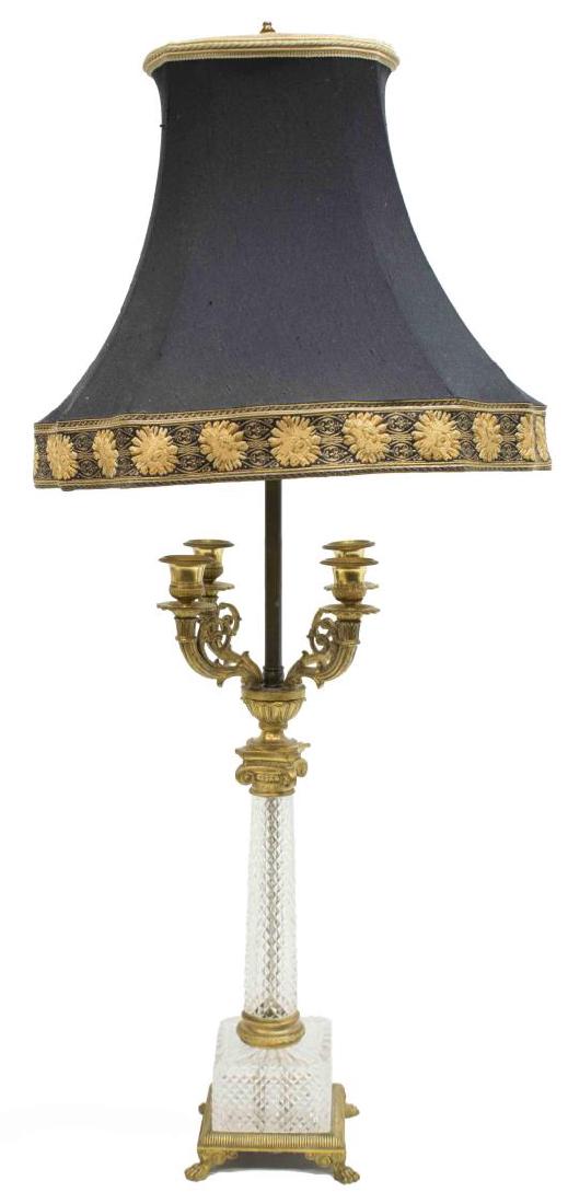 FRENCH LOUIS XVI STYLE CUT GLASS SINGLE LIGHT LAMP (1 of 2)