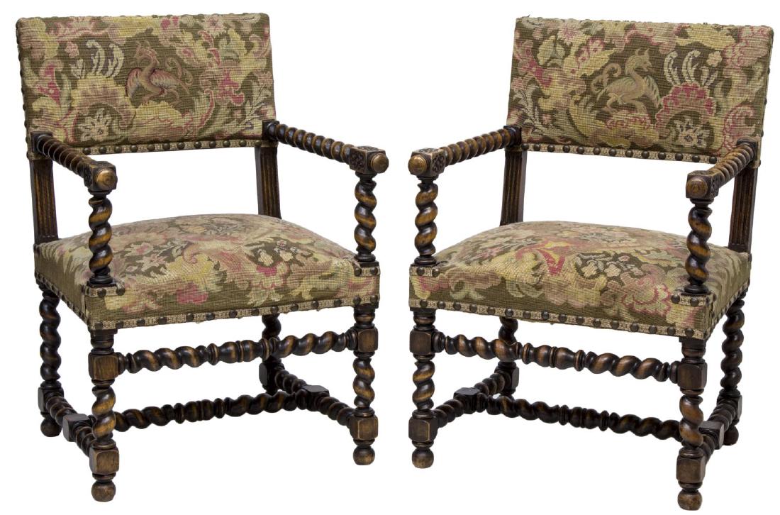 FRENCH LOUIS XIV STYLE TWIST ARM & LEG CHAIRS (1 of 3)
