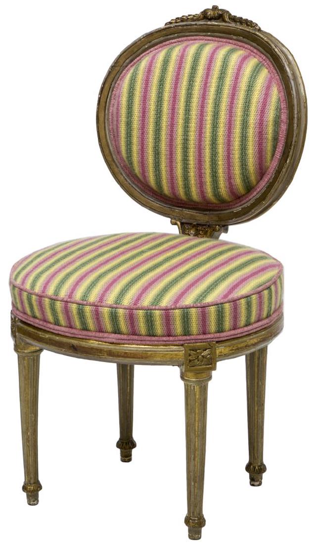 LOUIS XVI STYLE GILTWOOD TAPESTRY SIDE CHAIR (1 of 3)