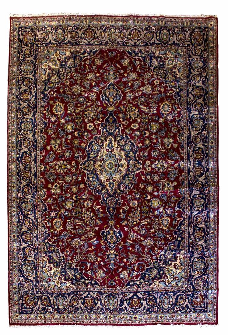 LARGE ISFAHAN HAND TIED WOOL RUG, 9'10" X 14' (1 of 3)