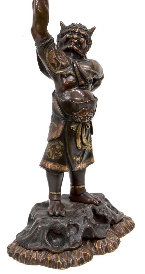 LARGE JAPANESE PATINATED BRONZE ONI, TABLE LAMP (1 of 3)