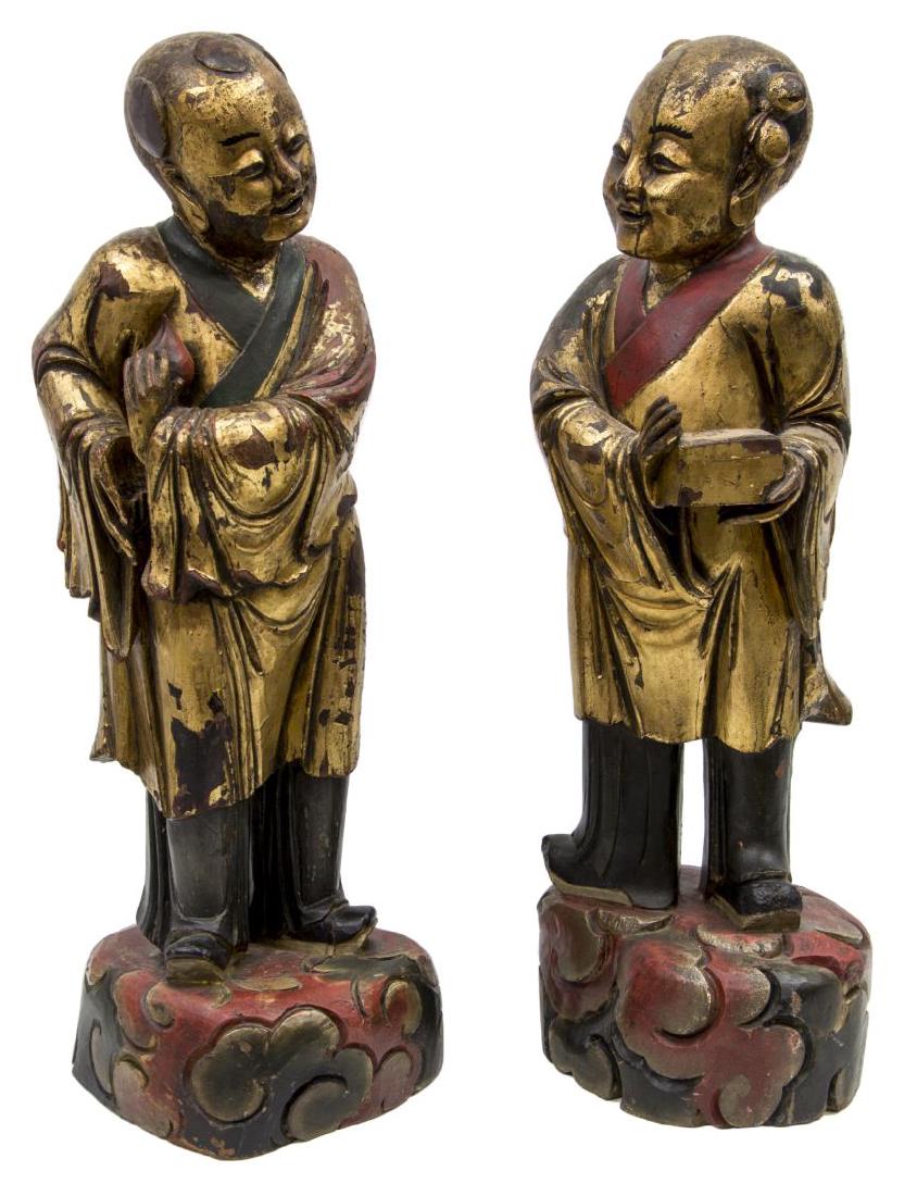(2) LARGE CHINESE STANDING LACQUER WOOD FIGURES (1 of 3)