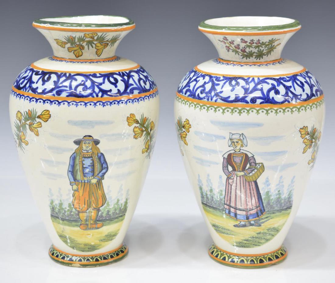FRENCH HENRIOT QUIMPER FAIENCE POTTERY VASES (1 of 4)