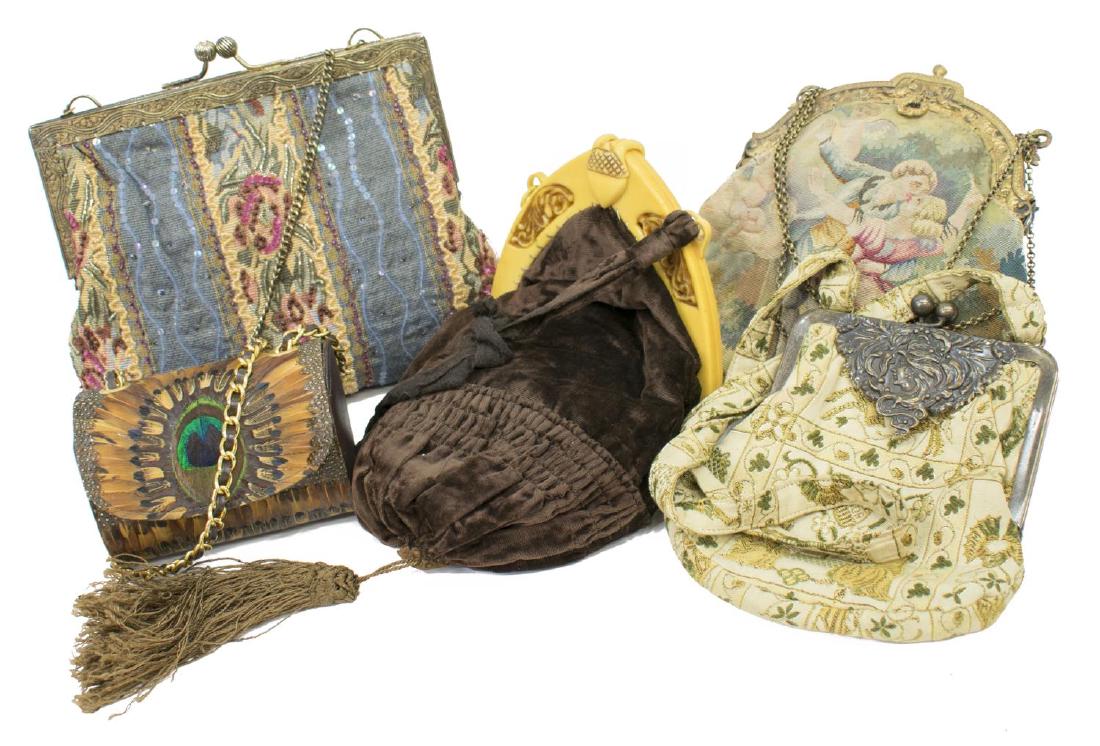 (5) 19TH C. TAPESTRY EVENING BAG & VINTAGE PURSES (1 of 6)