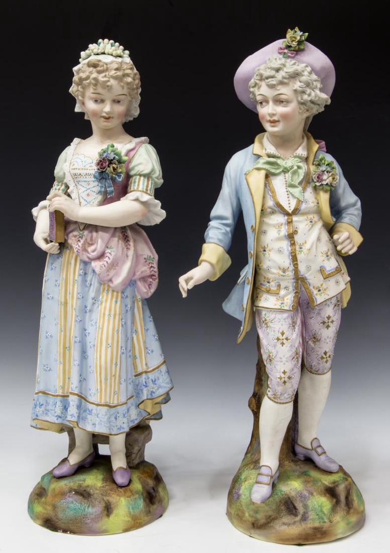LARGE GERMAN BISQUE PORCELAIN STANDING FIGURES (1 of 3)