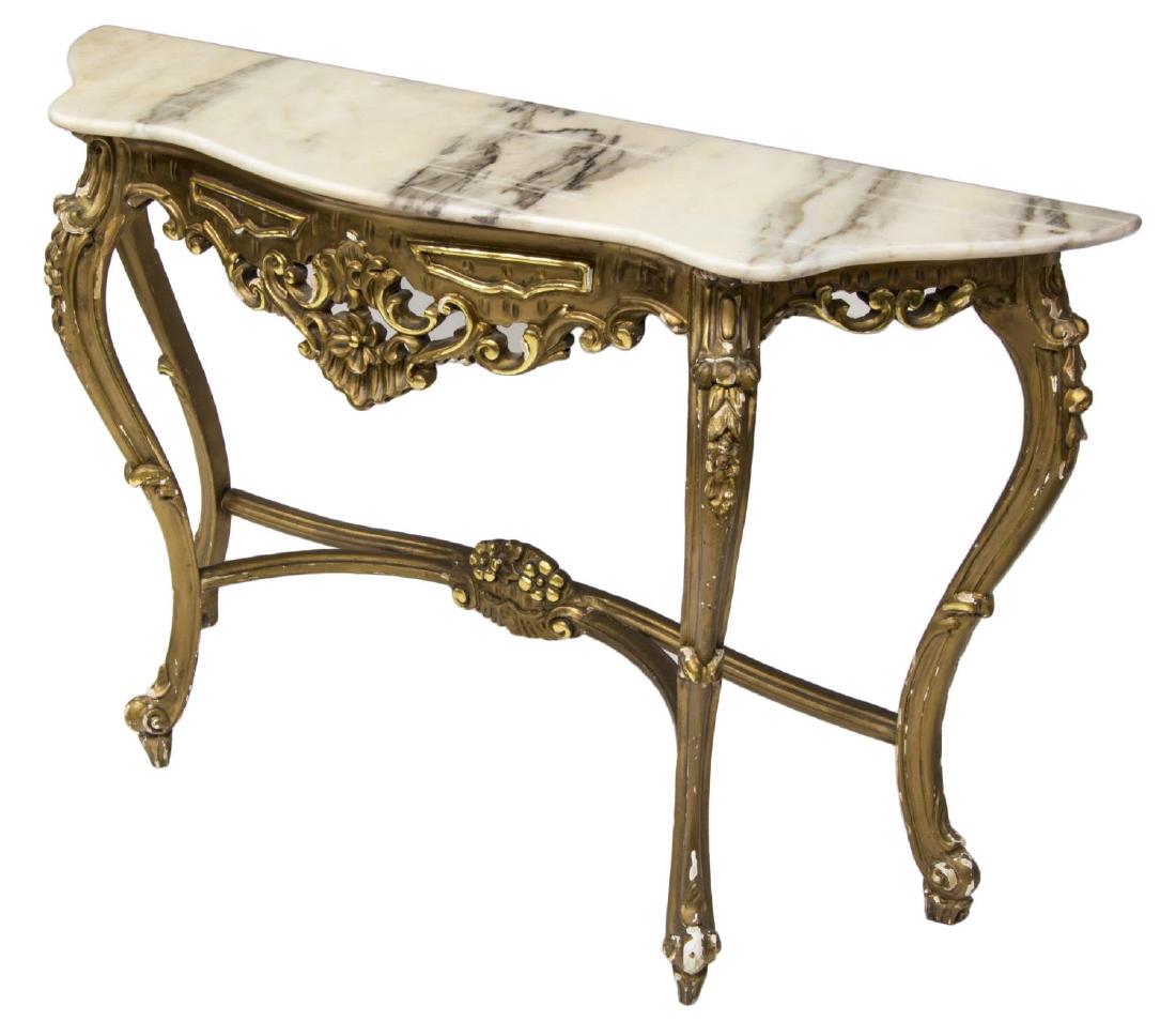 FRENCH MARBLE TOP CONSOLE TABLE (1 of 2)