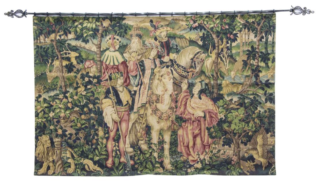LARGE HANGING PRINTED TAPESTRY PRINCE ON HORSEBACK (1 of 4)