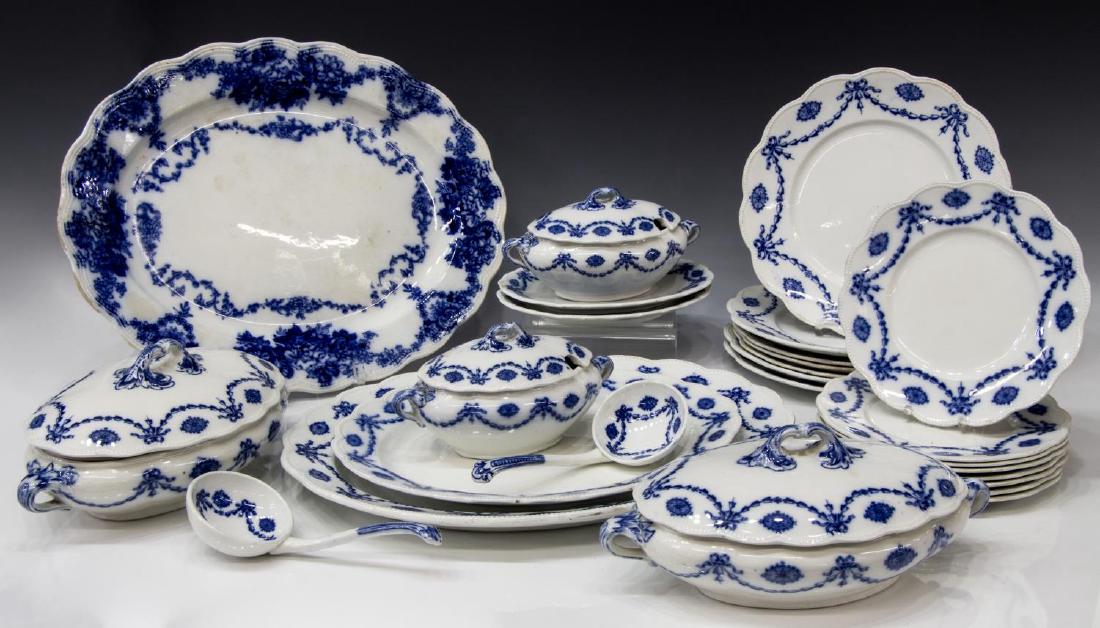 (24) HOODS LONGTON FLOW BLUE DINNER SERVICE (1 of 3)