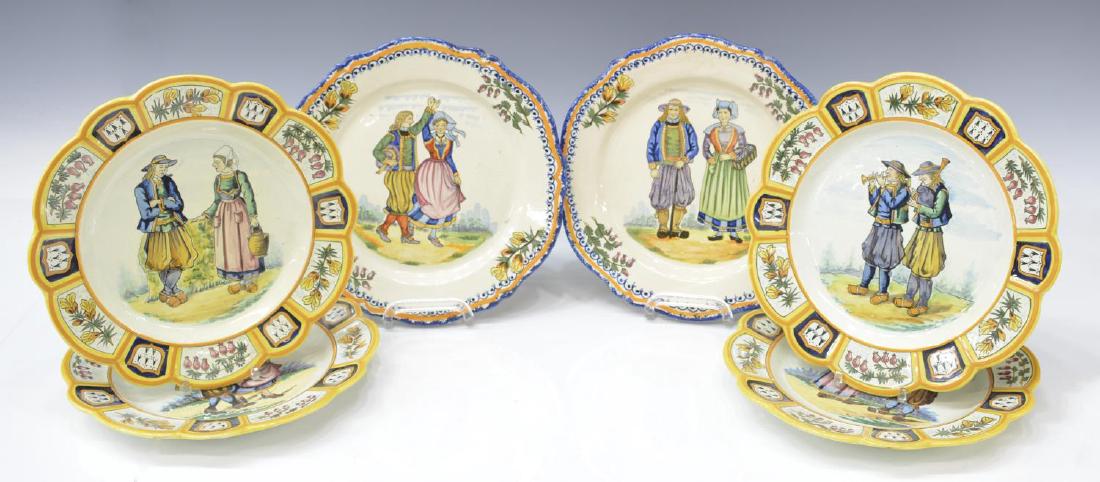 (6) FRENCH HENRIOT QUIMPER FAIENCE POTTERY PLATES (1 of 7)