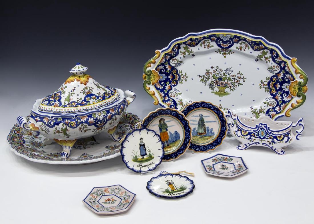 (10) COLLECTION QUIMPER POTTERY, TUREEN, CHARGERS (1 of 7)