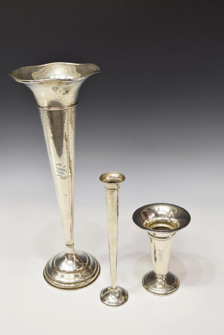 (3) WEIGHTED STERLING SILVER TRUMPET VASES (1 of 6)