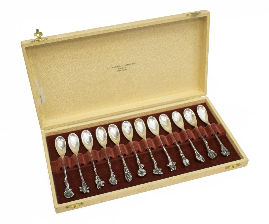 (12) NETHERLANDS 833 SILVER FLOWER DEMITASSE SET (1 of 4)