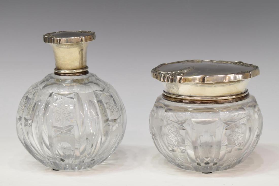 SPANISH SILVER LIDDED CUT GLASS TOILETRY JARS (1 of 6)
