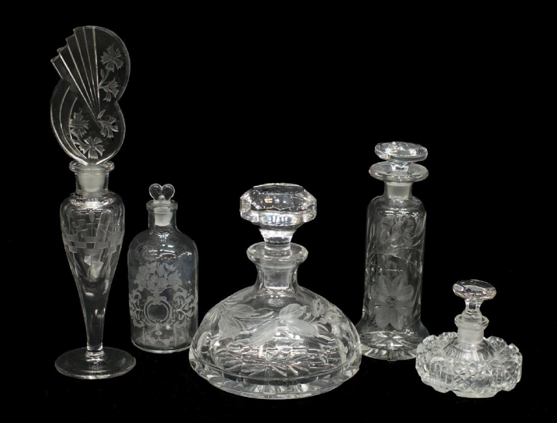 (5) COLLECTION CUT & ETCHED GLASS PERFUME BOTTLES (1 of 6)