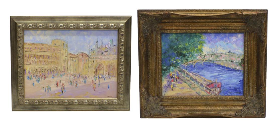 (2) FRAMED ACRYLIC ON CANVAS STREET SCENES, D GOLD (1 of 9)