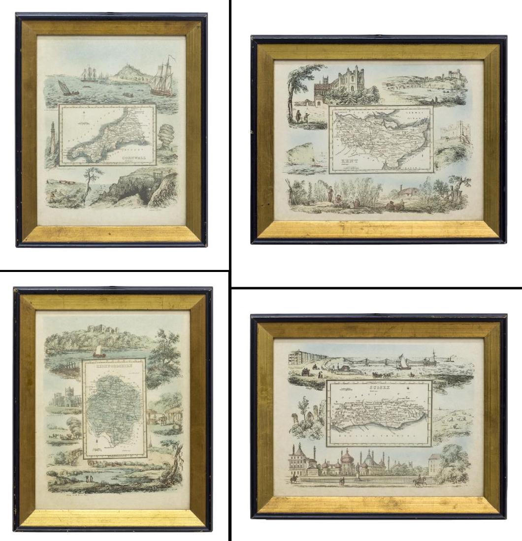 (4) VINTAGE ENGLISH MAP PRINTS WITH BORDER SCENES (1 of 7)