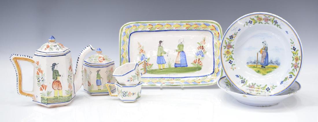 (7) COLLECTION OF ASSORTED QUIMPER TABLE ITEMS (1 of 10)