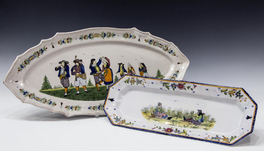 (2) HB & UNMARKED QUIMPER POTTERY LONG TRAYS (1 of 3)