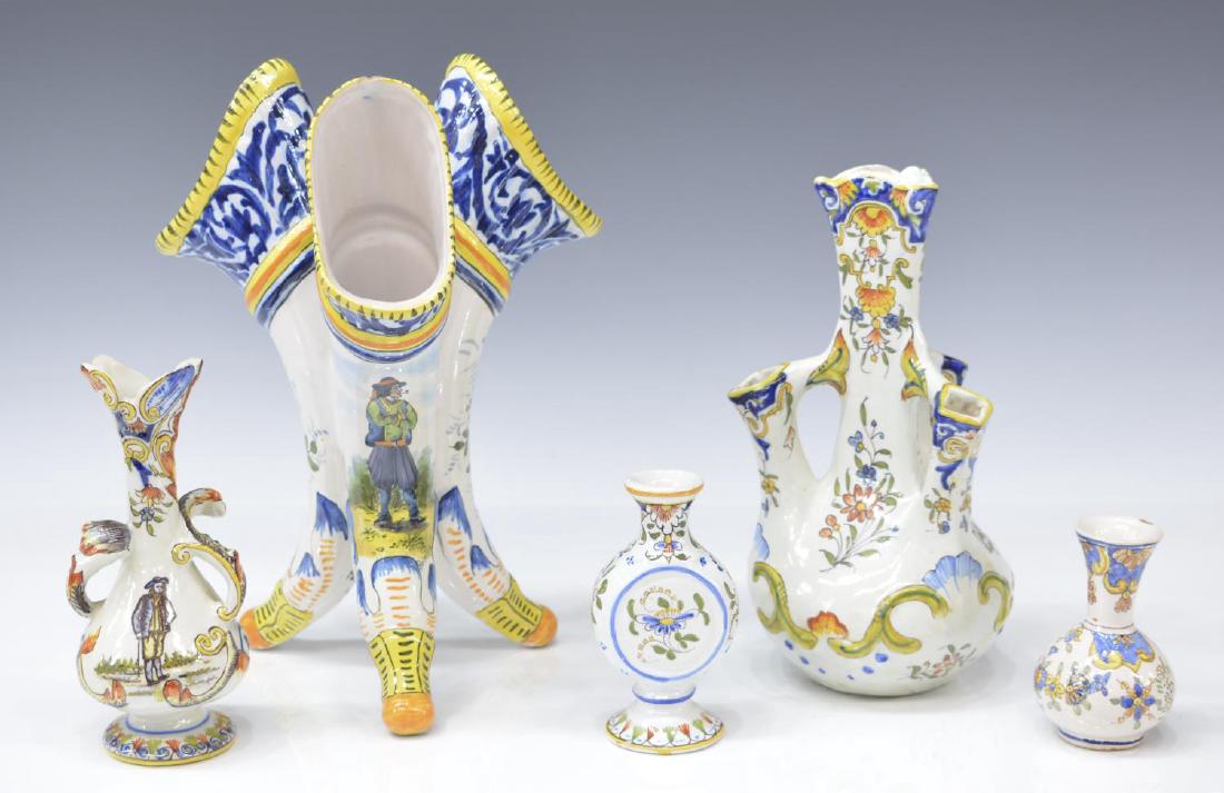(5) COLLECTION OF ASSORTED QUIMPER VASES (1 of 7)