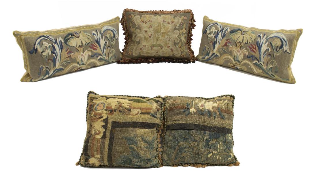 (5) GROUP OF ANTIQUE WOVEN TAPESTRY PILLOWS (1 of 3)