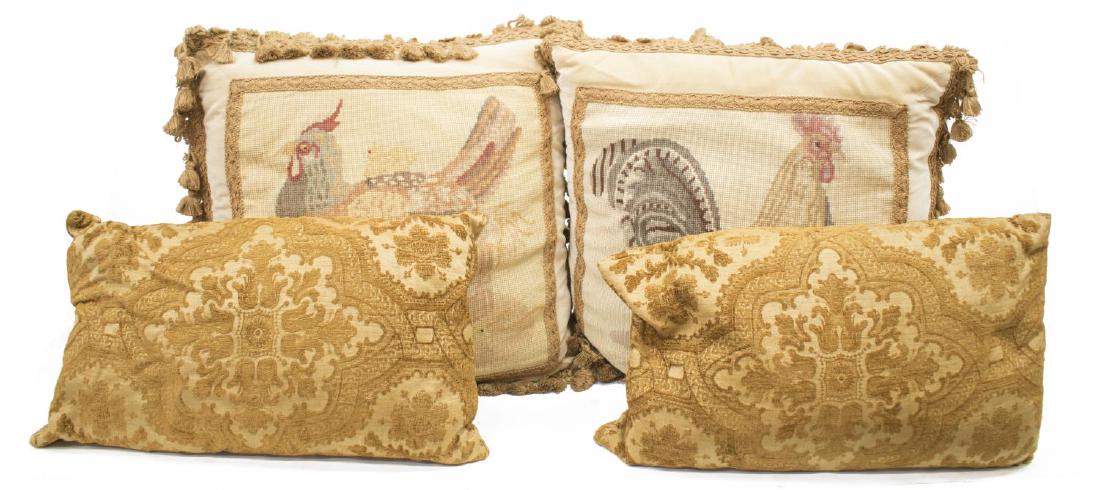 (4) DECORATIVE CHICKEN, ROOSTER, BROCADE PILLOWS (1 of 3)