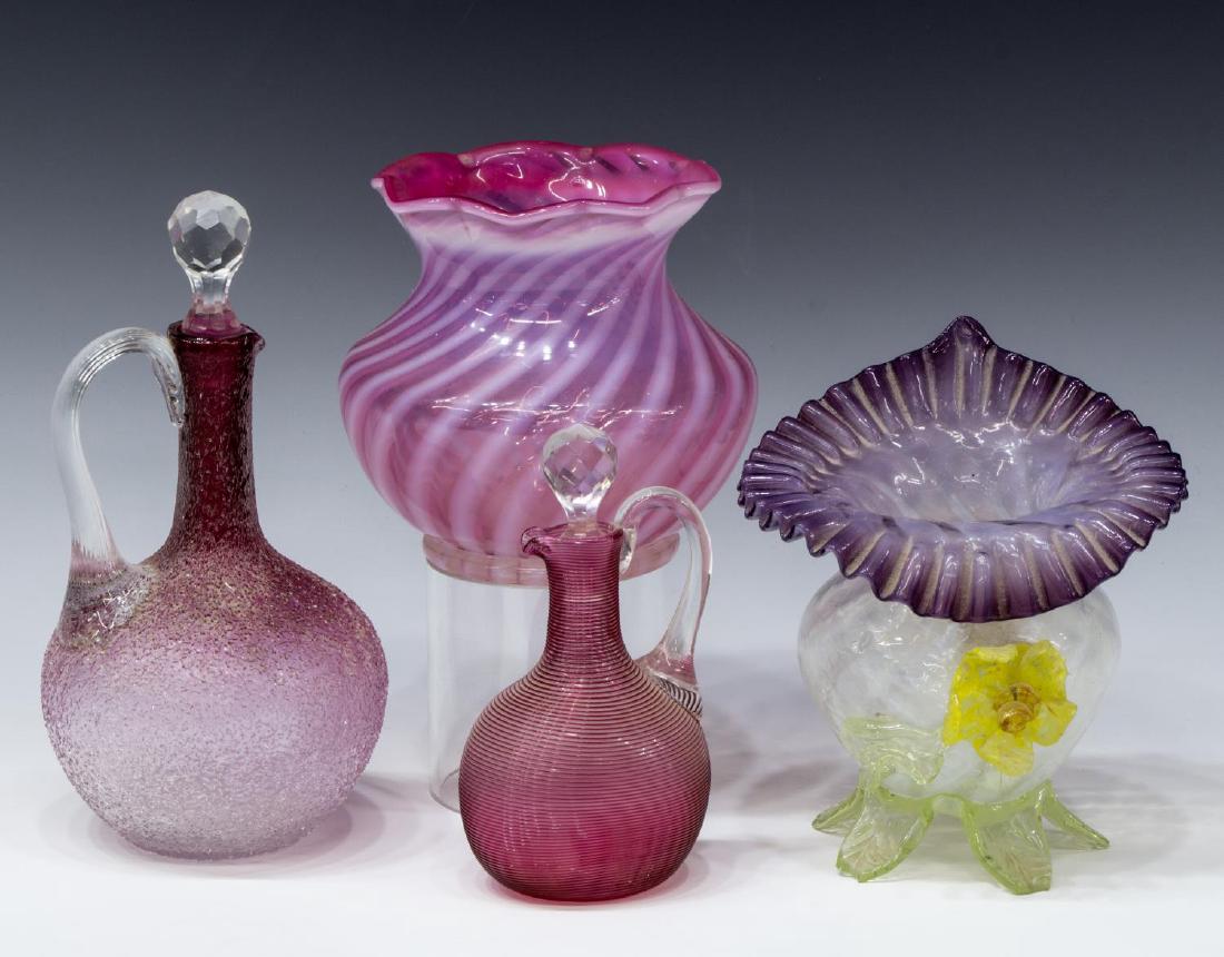 (4) VICTORIAN & VINTAGE ART GLASS VASES (1 of 4)