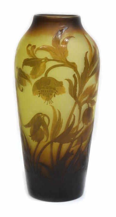 FRENCH D'ARGENTAL CAMEO ART GLASS TALL VASE (1 of 4)