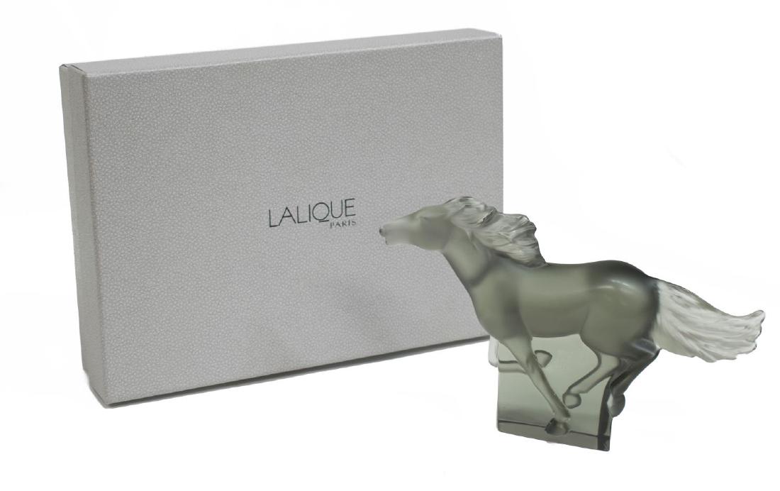 LALIQUE FRANCE ART CRYSTAL KAZAK GREY HORSE FIGURE (1 of 3)
