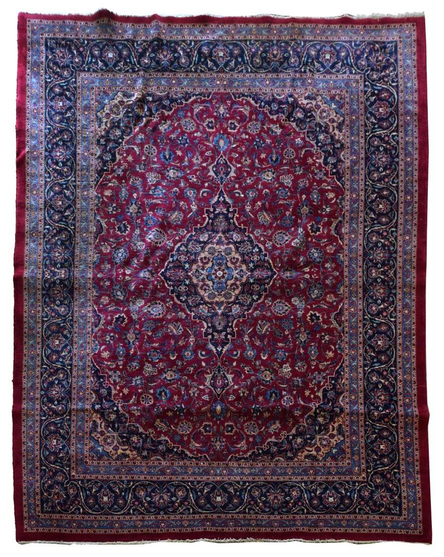 PERSIAN KASHAN HAND-TIED RUG, 12'9" x 10'2" (1 of 3)