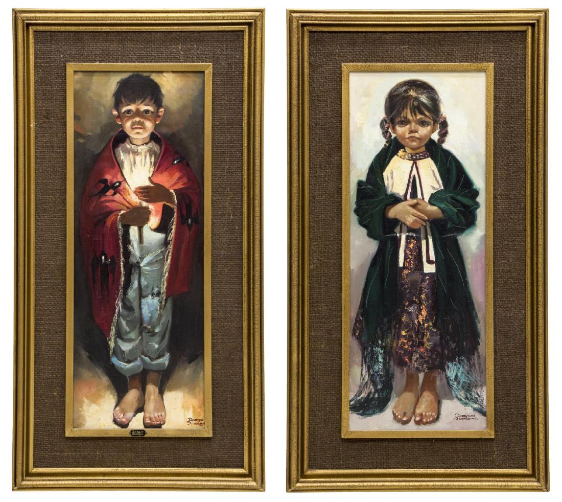 (2)PORTRAITS, BOY & GIRL SIGNED BARAN DIRAN MEXICO (1 of 8)