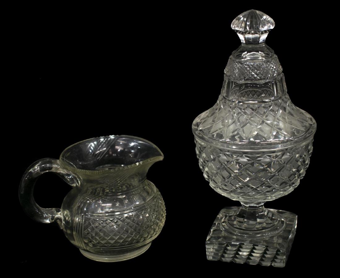 (2) ANGLO IRISH DIAMOND CUT COVERED URN & PITCHER (1 of 3)