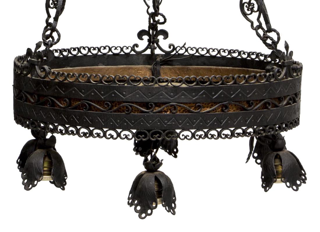 IRON & PIERCED COPPER SEVEN LIGHT CHANDELIER (1 of 3)
