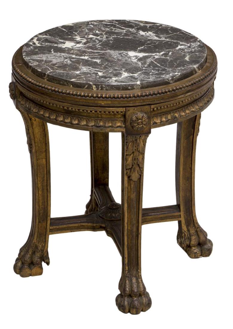 LOUIS XVI STYLE MARBLE TOP GILDED SIDE TABLE (1 of 2)