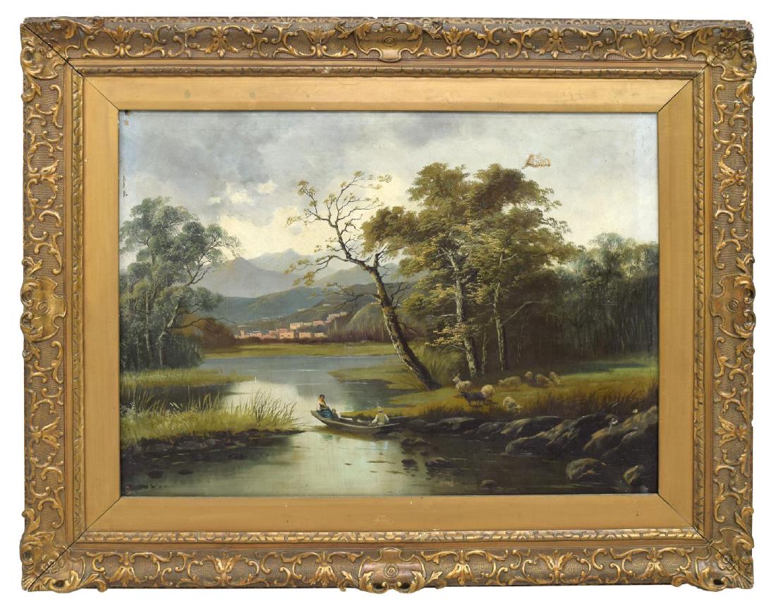LARGE 19TH C. FRAMED OIL ON CANVAS PAINTING (1 of 6)