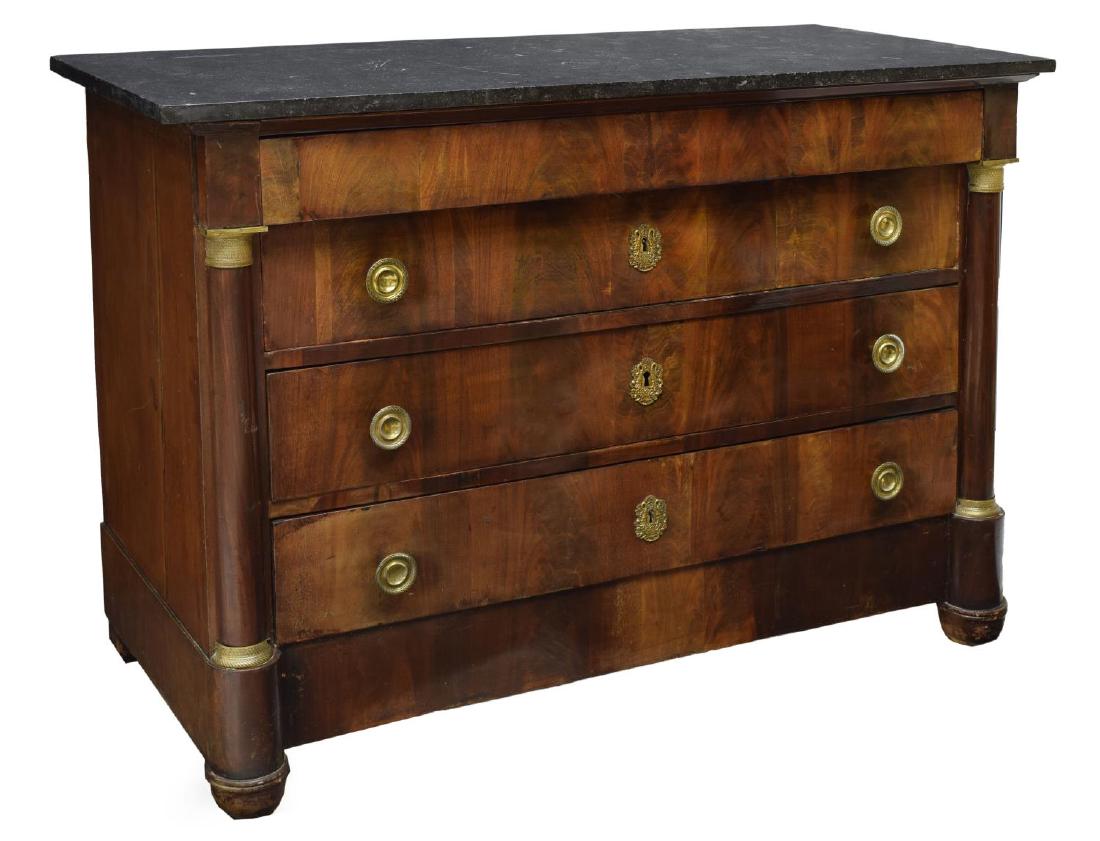 FRENCH EMPIRE MAHOGANY MARBLE TOP COMMODE, 19TH C. (1 of 4)