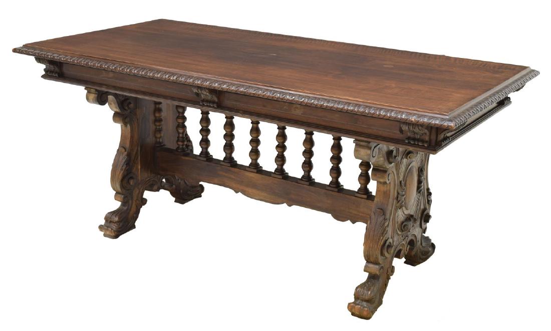 FRENCH RENAISSANCE REVIVAL CARVED LIBRARY TABLE (1 of 4)
