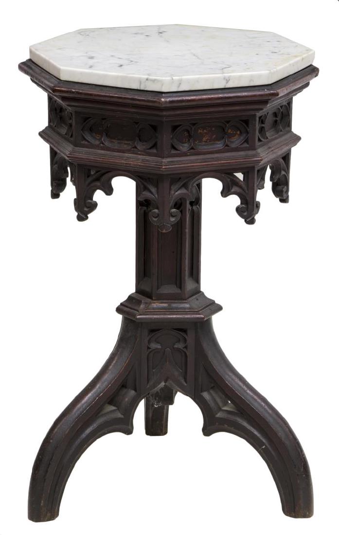 GOTHIC REVIVAL MARBLE TOP OCCASIONAL TABLE (1 of 2)