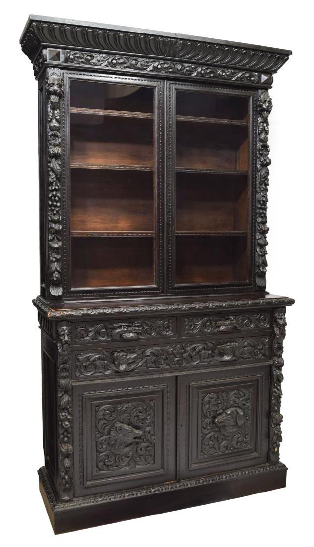 HIGHLY CARVED VICTORIAN BOOKCASE (1 of 6)