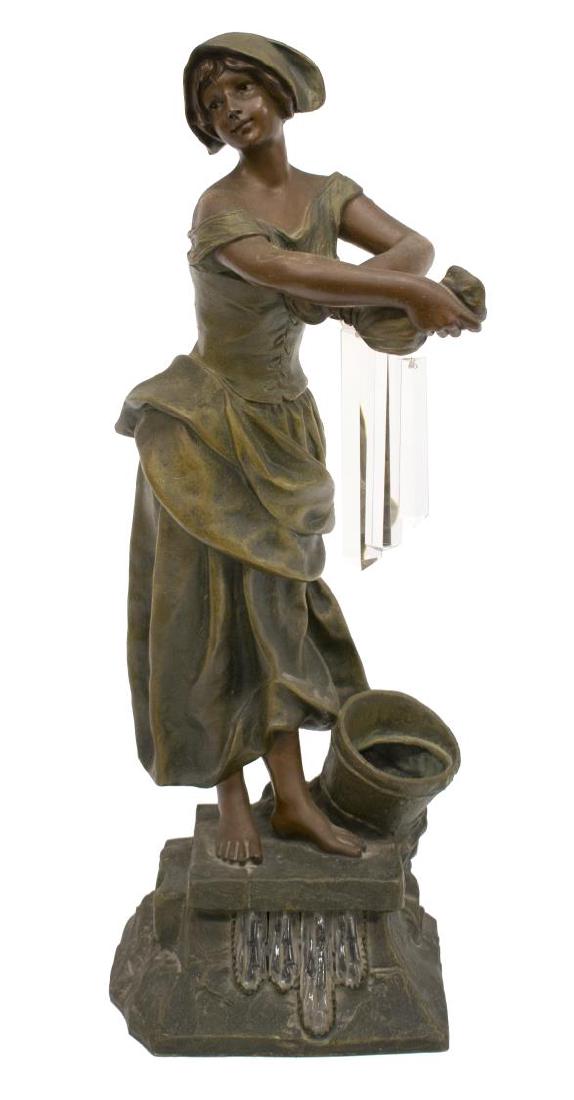 CONTINENTAL METAL FIGURAL LAMP WITH CRYSTAL PRISMS (1 of 4)